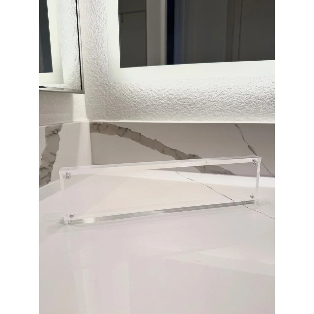 Clear Acrylic Magnetic Picture Frame 10x3 Panoramic Floating Photo Block Display